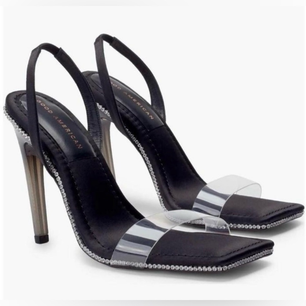 NWT Good American Crystal Crush Lucite Heel
